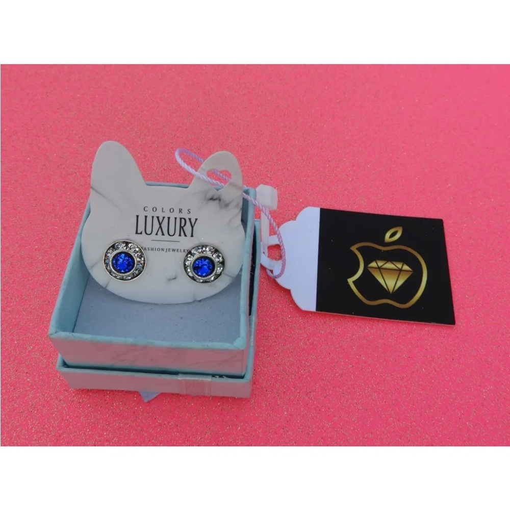 Handmade hypoallergenic Majestic Blue Earrings using Swarovski elements USA